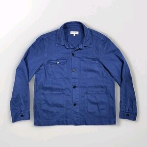 Alex Mill New York Garment Dyed Chore Coat Mens Large Denim Blue Barn Button